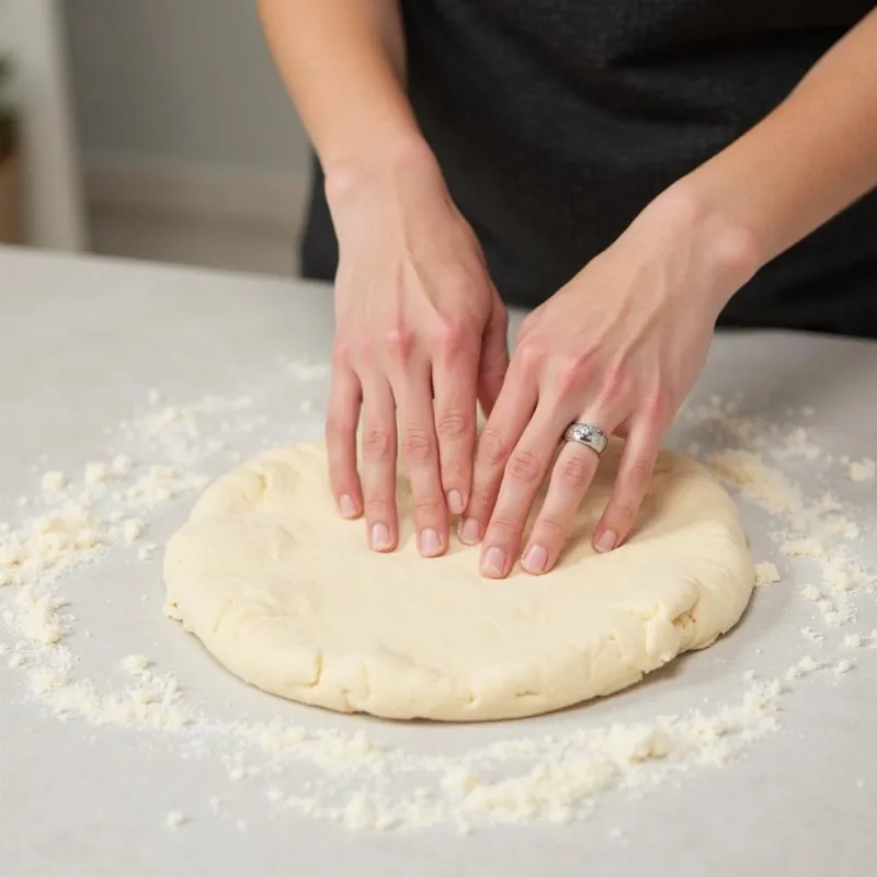 Kneading vegan pita bread dough