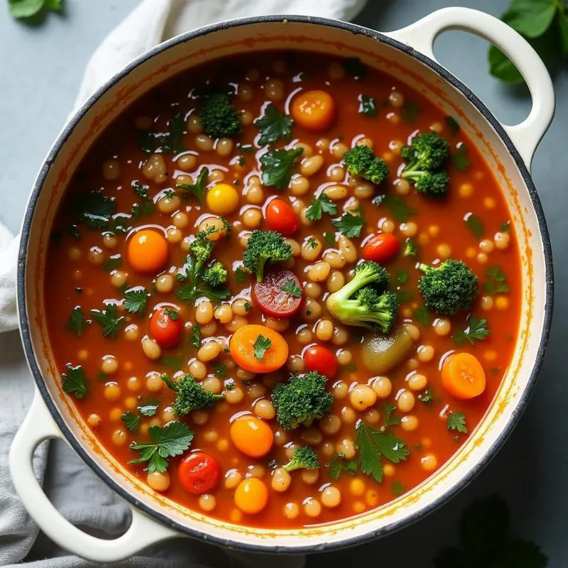 Pot of Hearty Vegan Lentil Soup