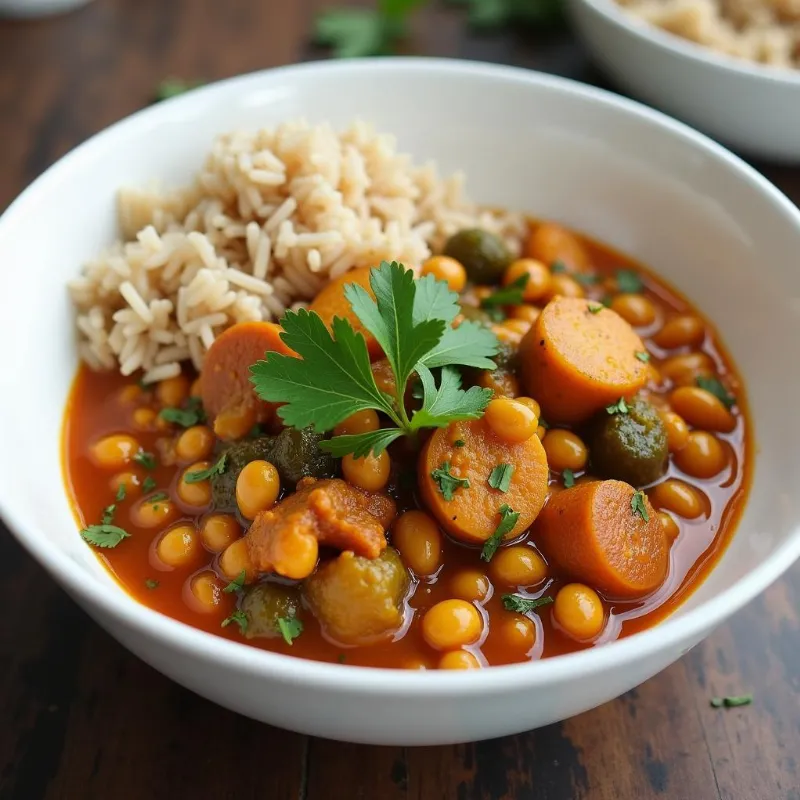 A bowl of lentil and vegetable curry