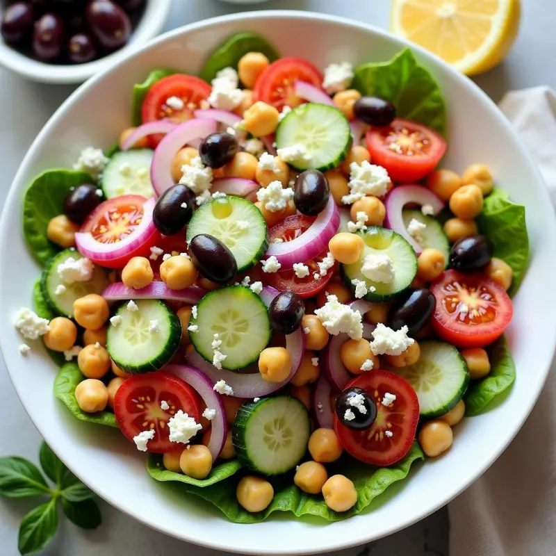 Colorful mediterranean chickpea salad