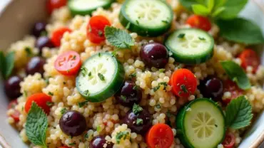 Vibrant Mediterranean quinoa salad in a bowl