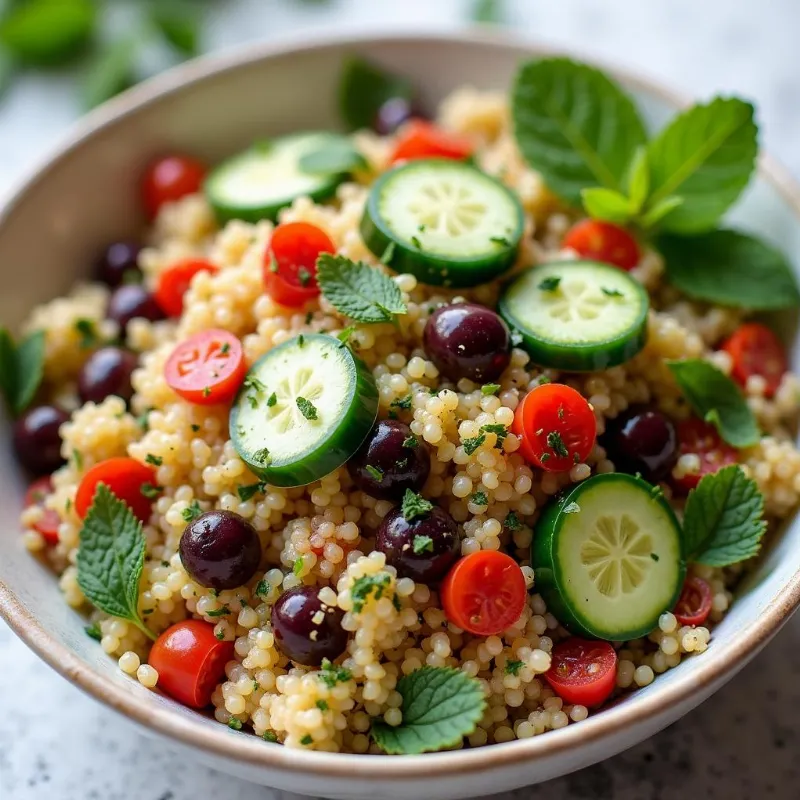 Vibrant Mediterranean quinoa salad in a bowl