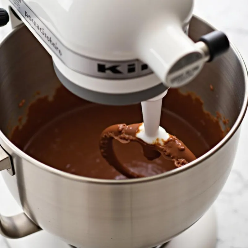 Mixing vegan flourless chocolate cake batter