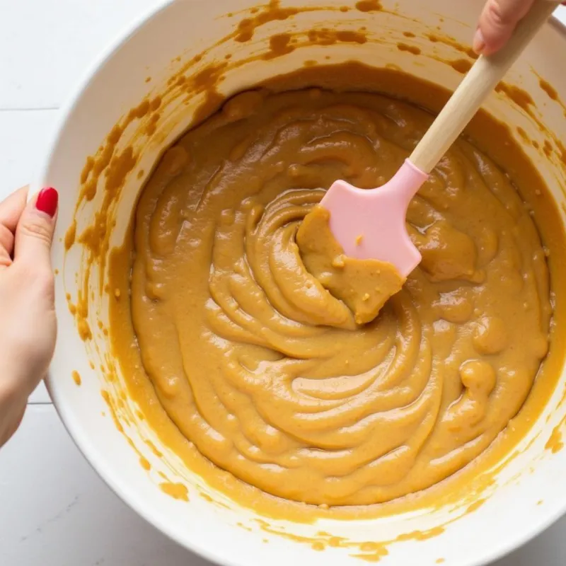 Mixing vegan almond butter cookie dough