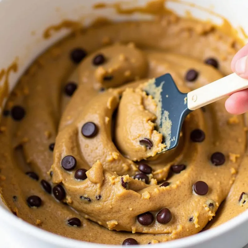 Mixing Vegan Chocolate Chip Cookie Dough