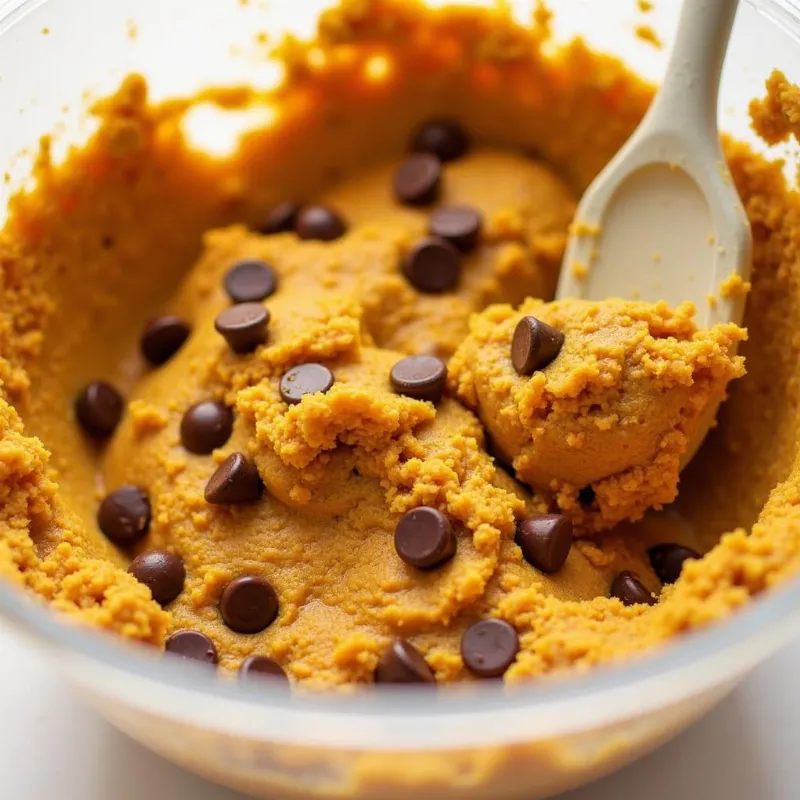 Mixing Vegan Pumpkin Cookie Dough