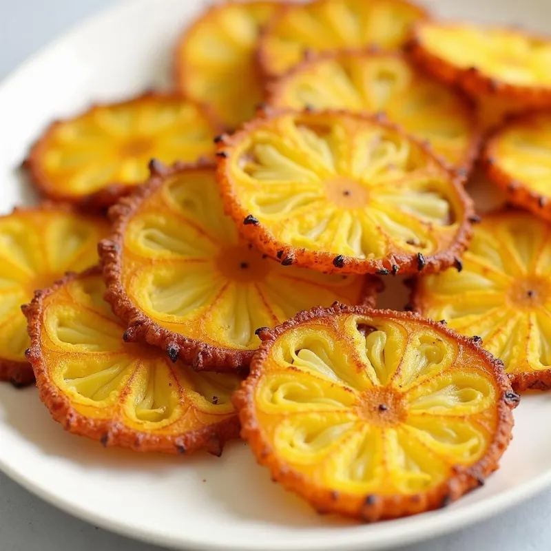 Perfectly cooked, golden-brown air fried yellow squash on a plate, ready to be served