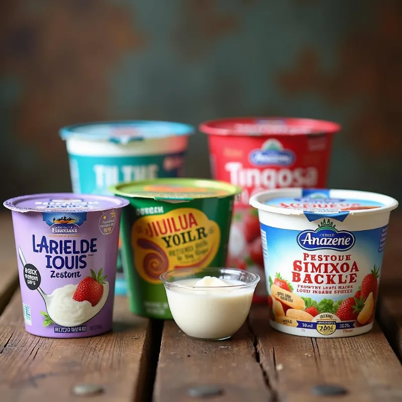 Plant-based yogurt alternatives on a table