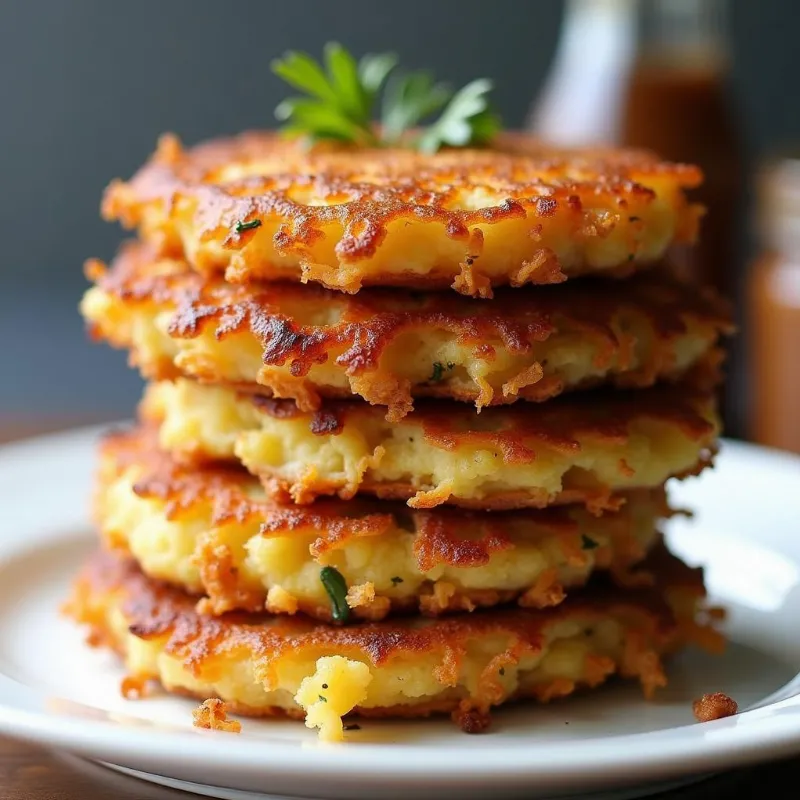 Plate of crispy golden brown vegan hash browns