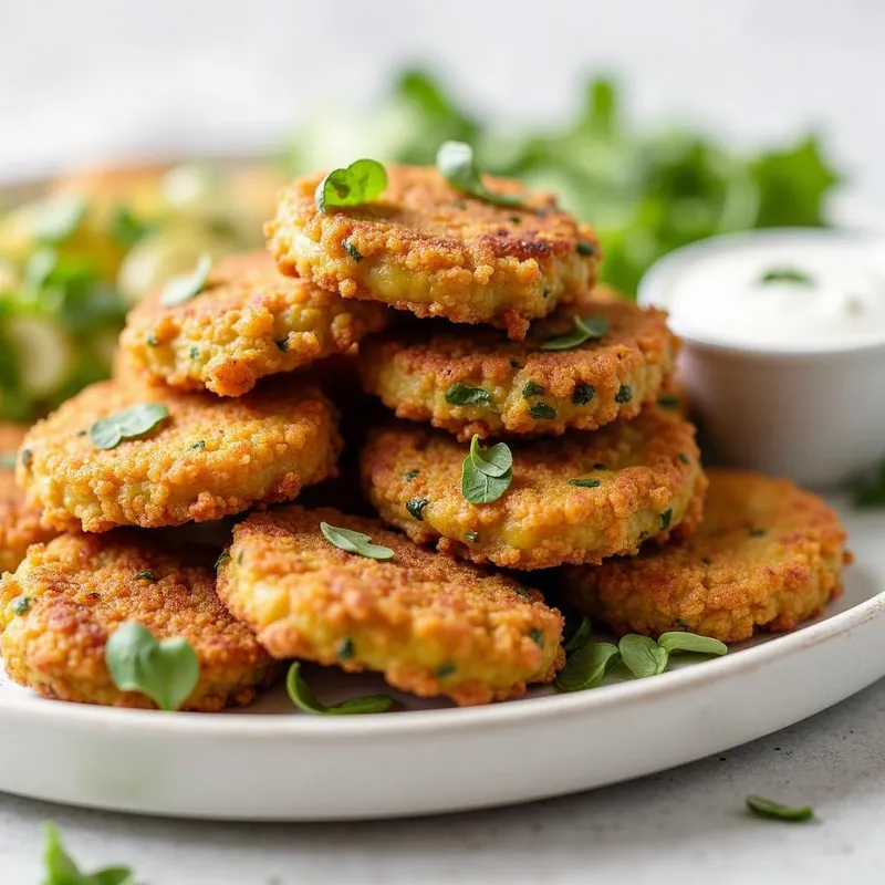 Plated vegan fried green tomatoes