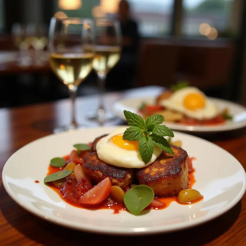 Elegant vegan brunch setting at Plum Bistro