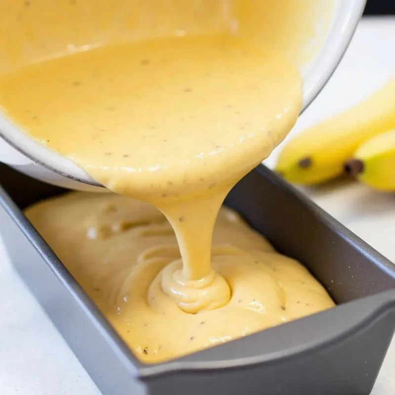 Pouring Vegan Banana Bread Batter