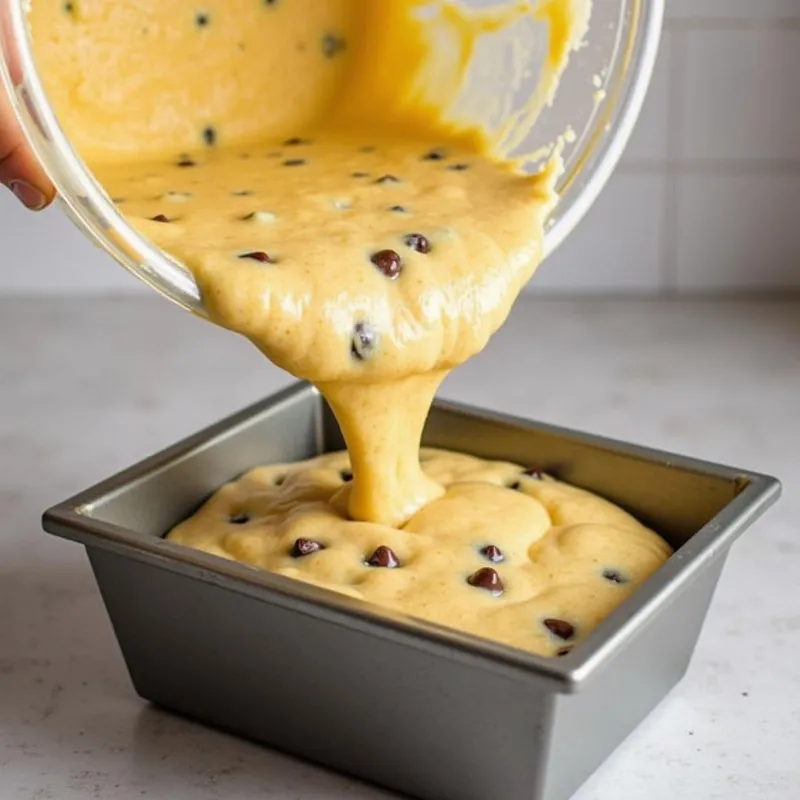 Pouring Batter into Loaf Pan