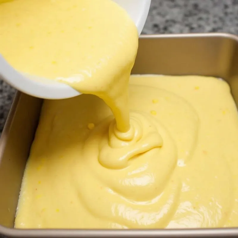 Pouring Cornbread Batter into Baking Dish