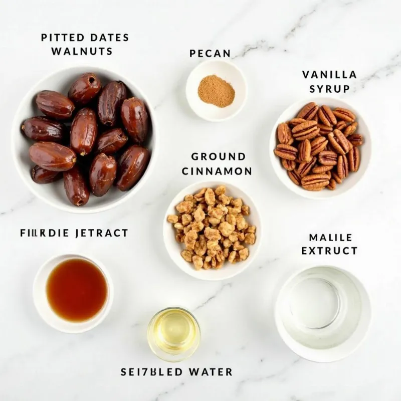 Raw vegan cinnamon rolls ingredients arranged on a wooden table