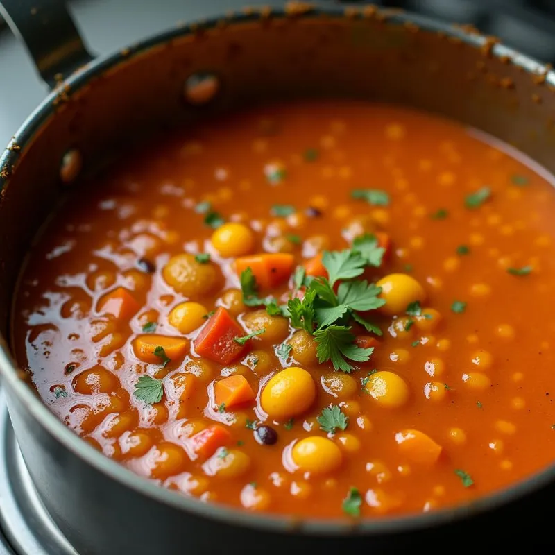 Red Lentil Soup Simmering