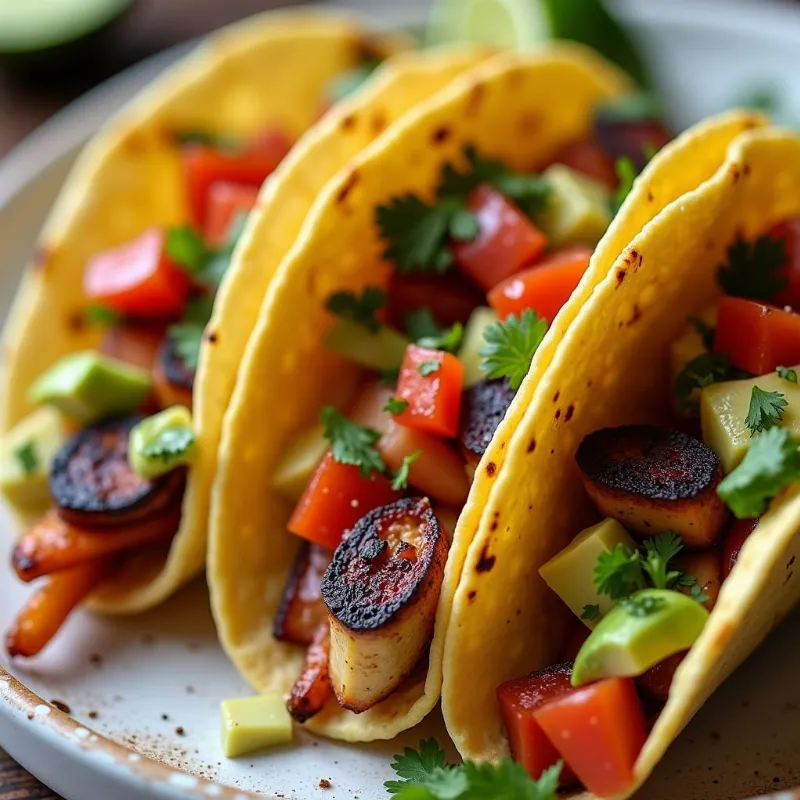 Colorful and flavorful vegan tacos at Restaurant Name 2