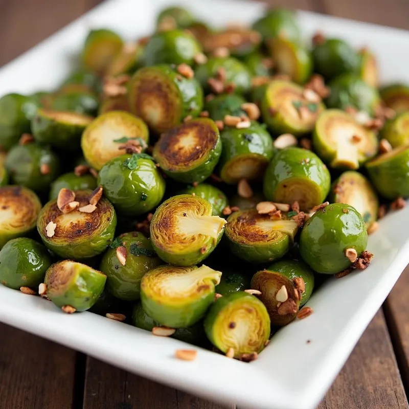 Roasted Brussels Sprouts with Toasted Almonds