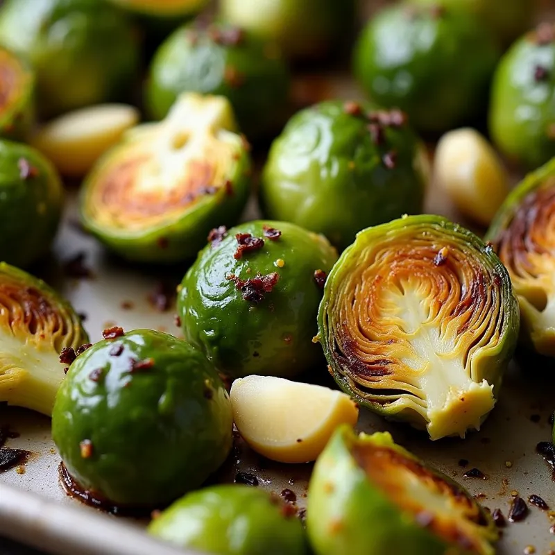 Golden Roasted Brussel Sprouts with Garlic