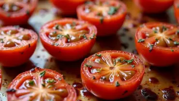 Roasted Tomatoes on a Baking Sheet