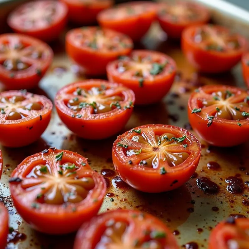 Roasted Tomatoes on a Baking Sheet