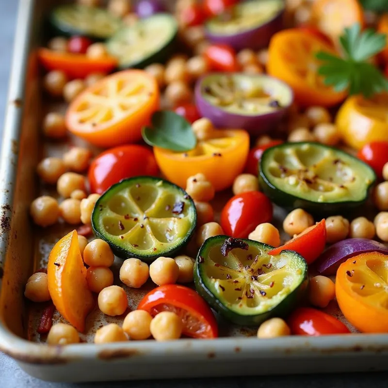 Colorful Roasted Vegetable and Chickpea Fiesta