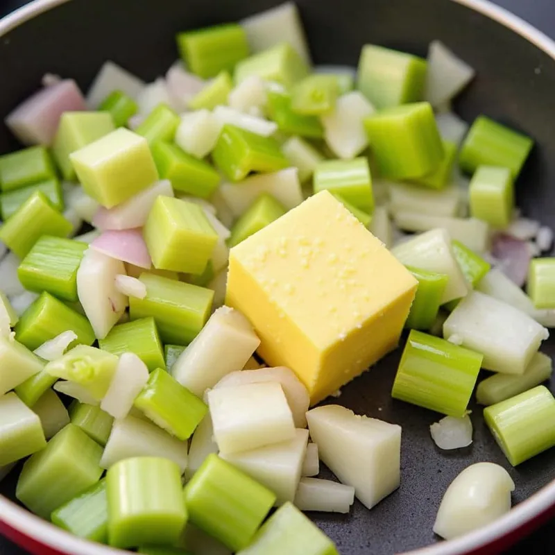 Sauteed Vegetables for Vegan Buffalo Dip