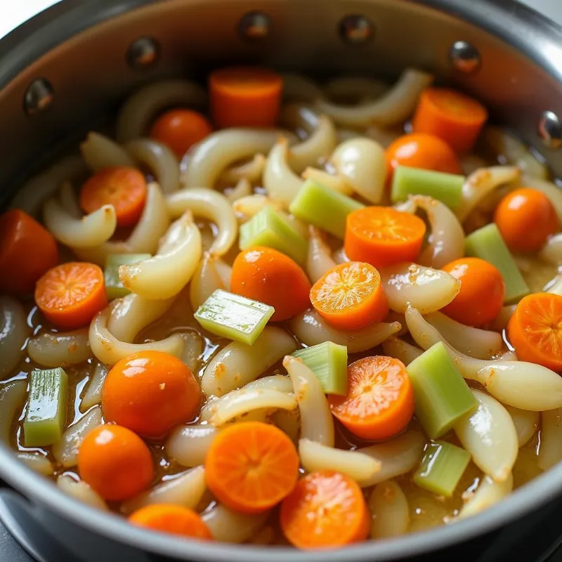 Sauteed vegetables for vegan chowder