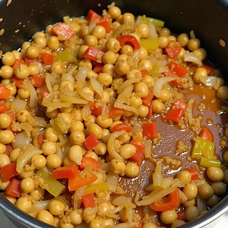 Sautéed Vegetables and Spices for Vegan Black Eyed Peas