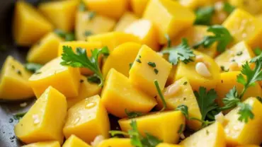 Vegan sauteed yellow squash with garlic and herbs