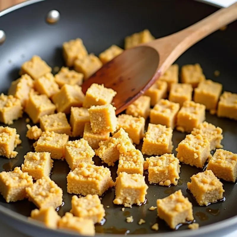 Sautéing Tempeh Crumbles