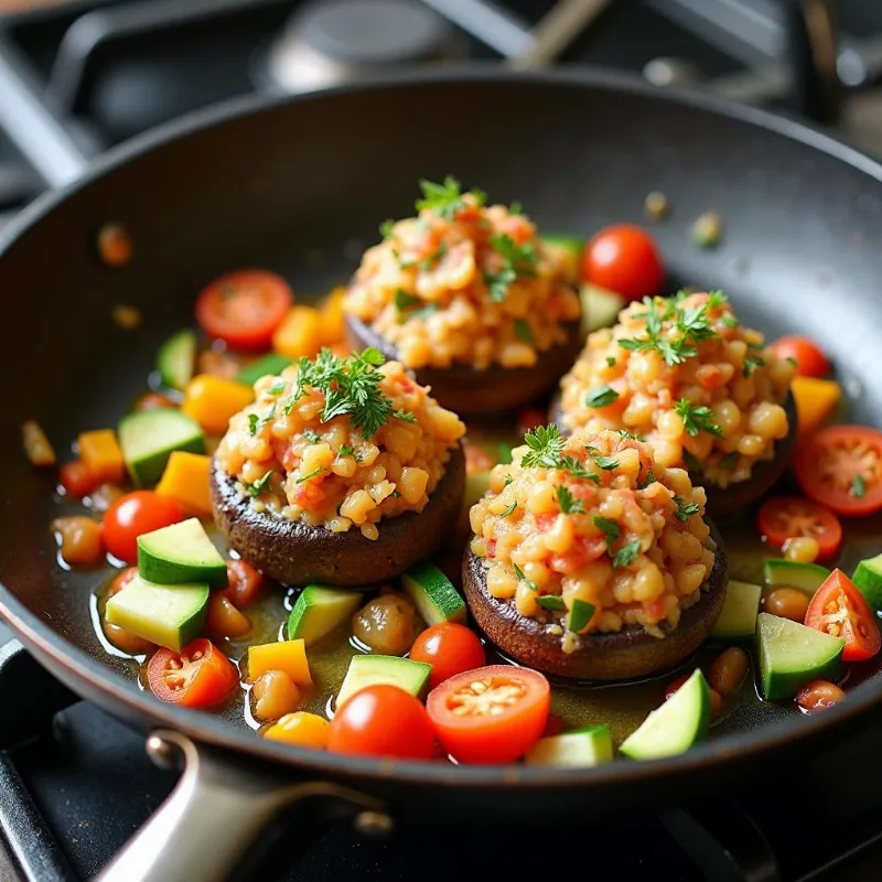 Sautéing Vegetables for Mushroom Filling