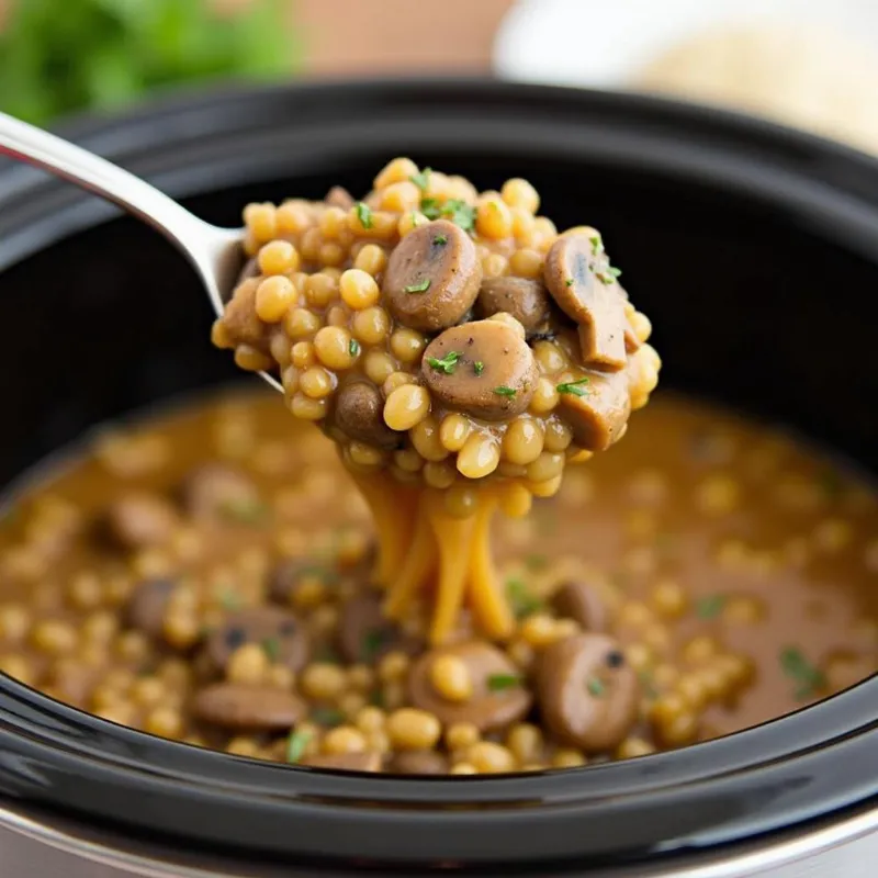 Savory Vegan Mushroom and Barley Stew in a Crockpot