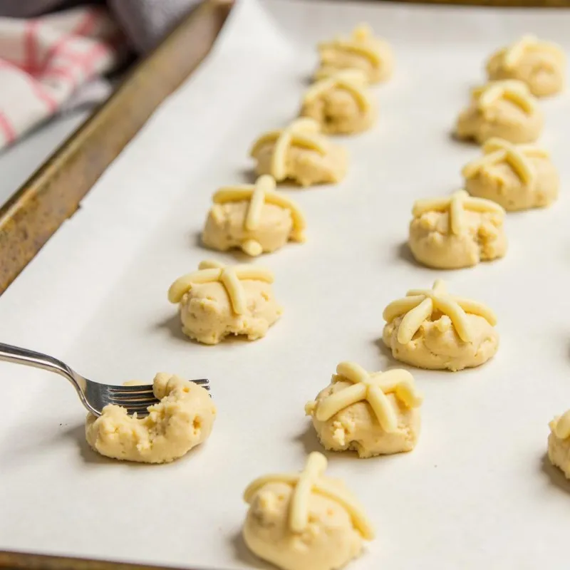 Scooping and flattening cookie dough