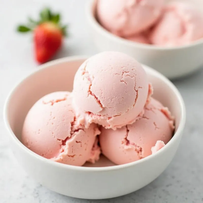 Scoops of Vegan Strawberry Ice Cream