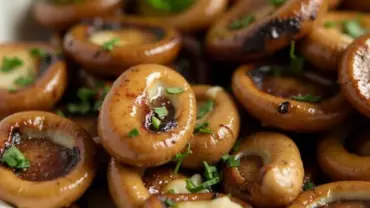 Seared oyster mushrooms with garlic and herbs.