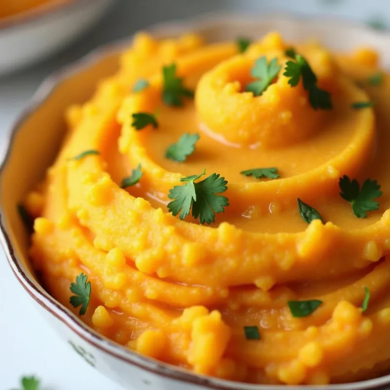 Serving Vegan Sweet Mashed Potatoes