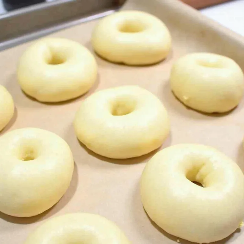 Perfectly shaped vegan bagels ready for the second rise