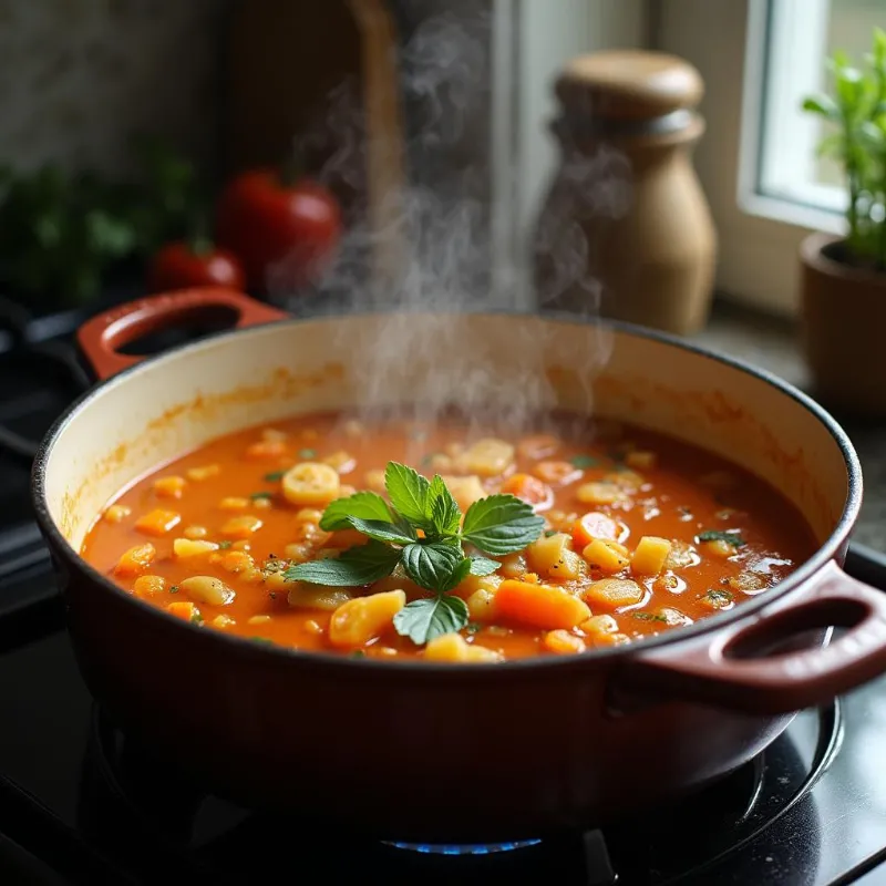 Simmering Vegan Stuffed Pepper Soup