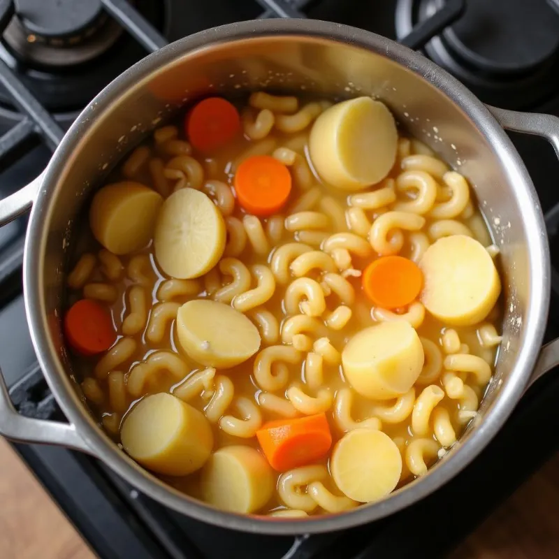 Simmering Potatoes and Carrots