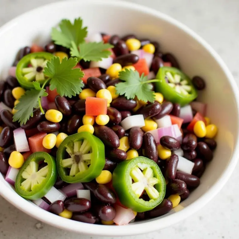 Simple black bean salad in a bowl