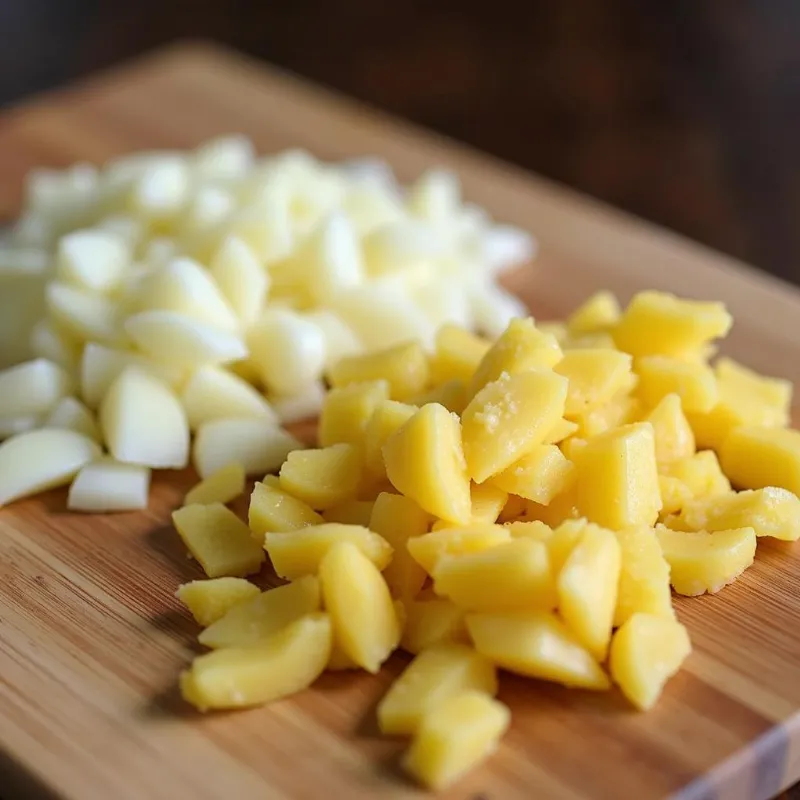 Freshly minced garlic and ginger, key ingredients in a simple and flavorful stir fry sauce