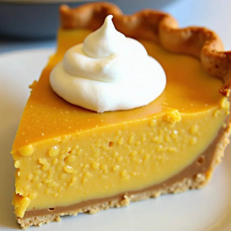 Slice of vegan acorn squash pie on a plate