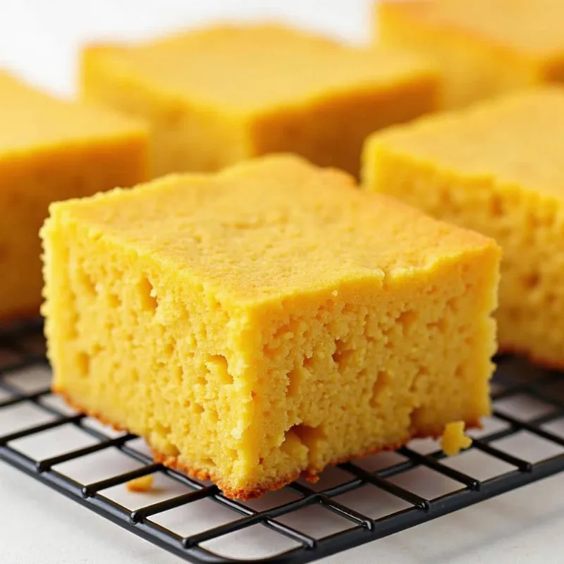 Sliced Vegan Cornbread on a Cooling Rack