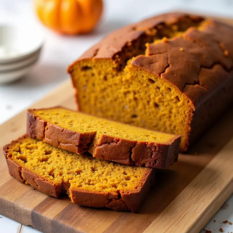 Sliced vegan pumpkin banana bread, ready to serve.