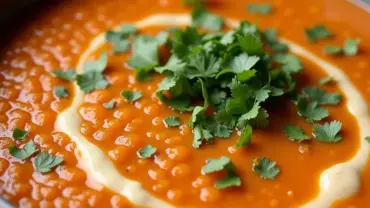 Spicy Lentil Soup with Lemon-Tahini Drizzle