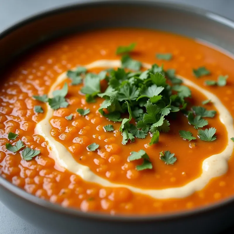 Spicy Lentil Soup with Lemon-Tahini Drizzle