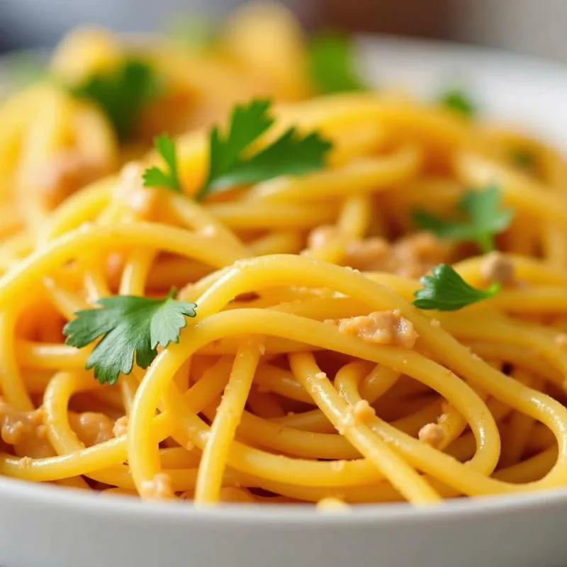 Spicy and savory vegan peanut butter spaghetti squash noodles