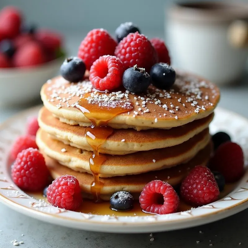 Stack of banana oat vegan pancakes