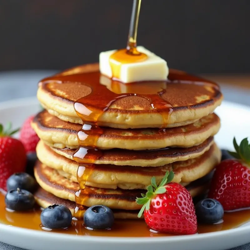 Stack of Fluffy Vegan Pancakes with Toppings